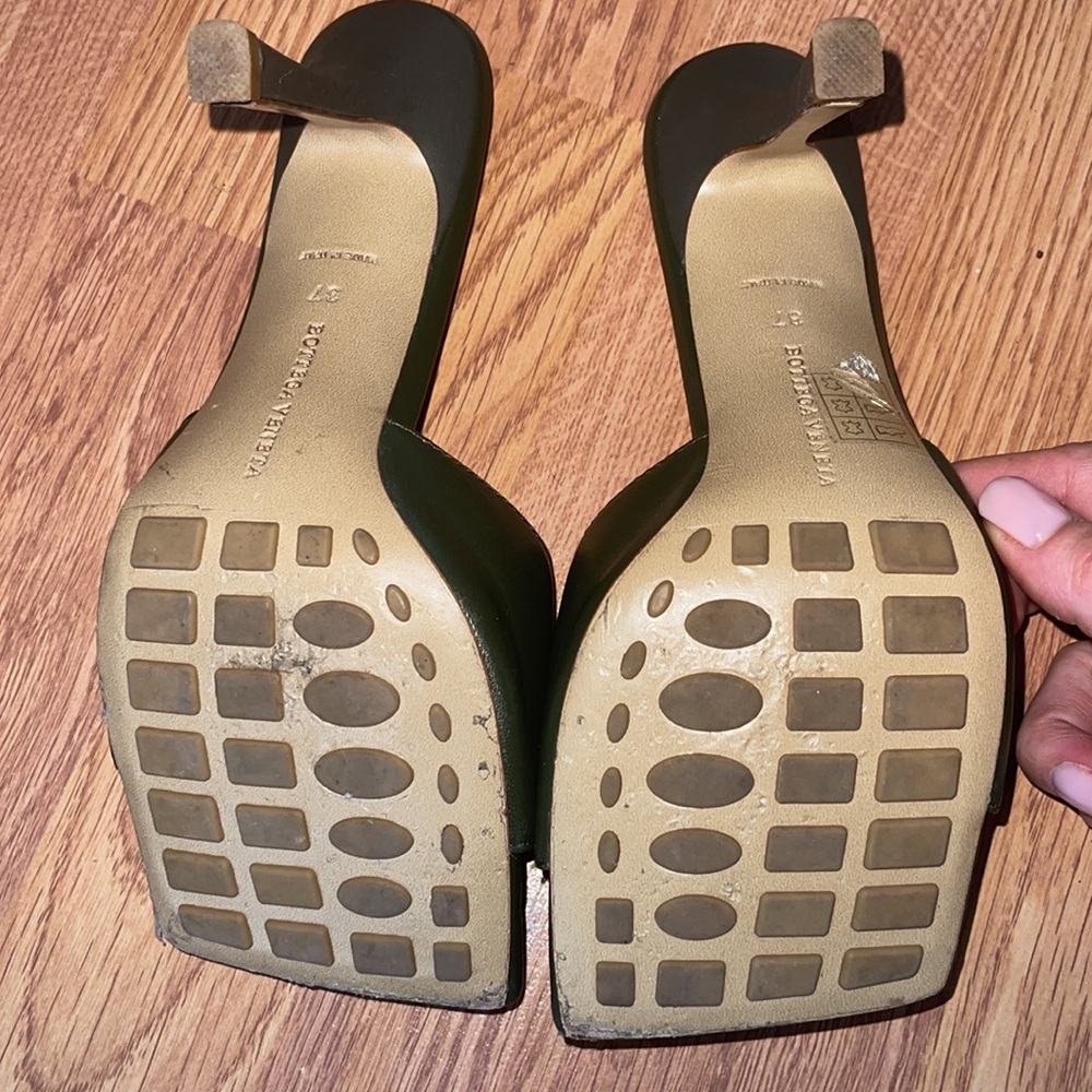 Bottega Veneta Square Toe High Heel Slide Sandals - Picture 2 of 5